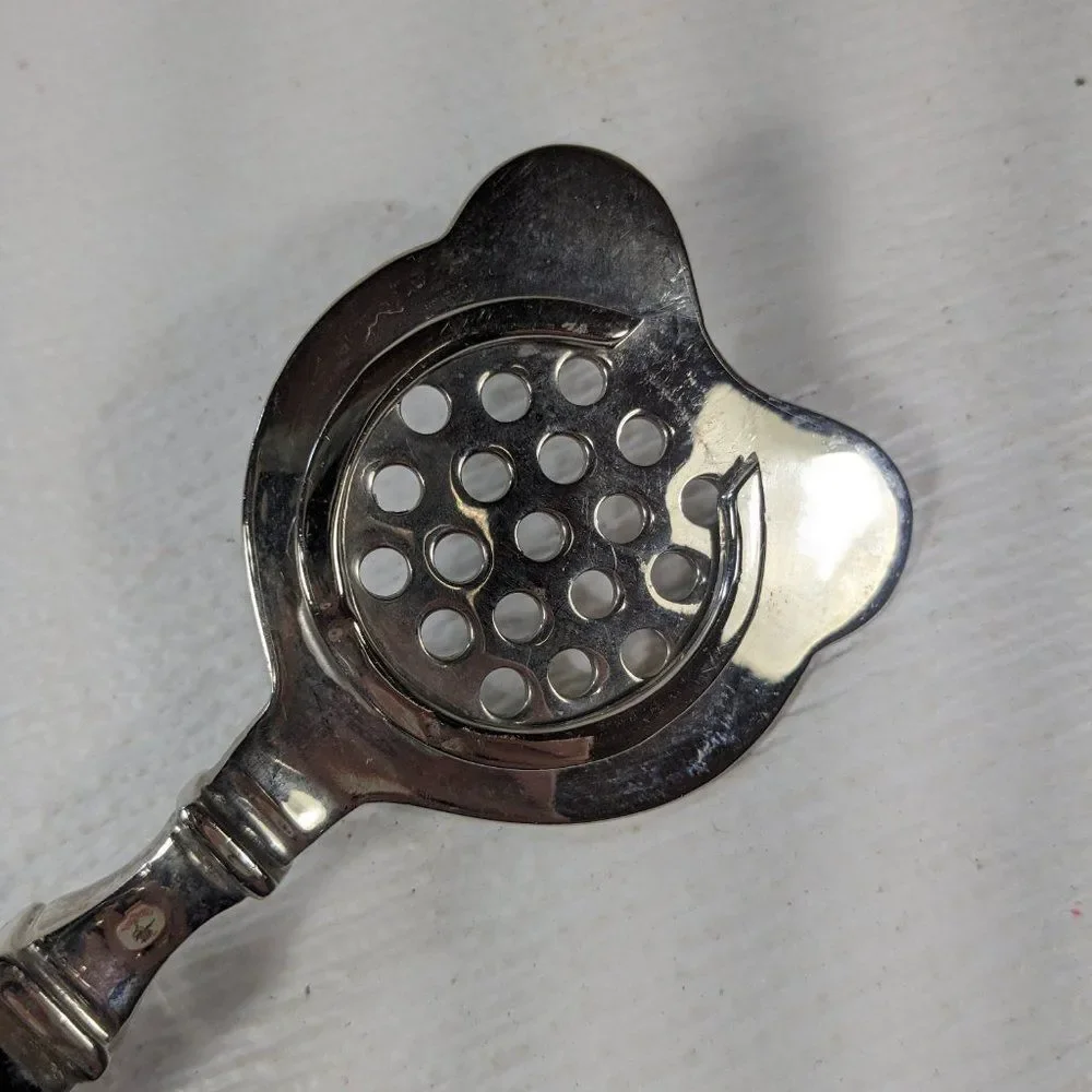 Cocktail strainer Bar Tool Plastic Lucite Handle Brown Black Stripe MCM Modern‎